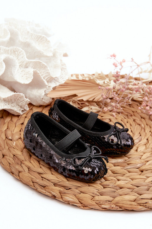 Children's Ballerina Flats Adorned with Sequins Black Weries Children's Ballerina Flats Adorned with Sequins Black Weries