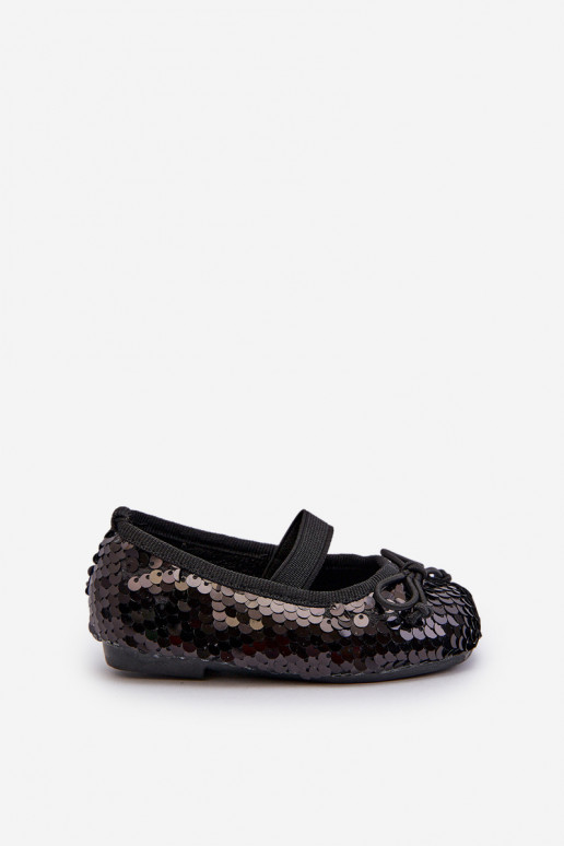 Children's Ballerina Flats Adorned with Sequins Black Weries Children's Ballerina Flats Adorned with Sequins Black Weries