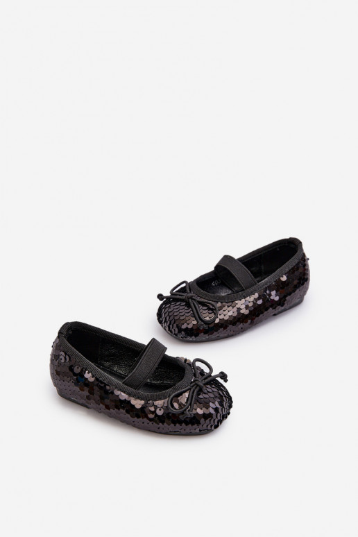 Children's Ballerina Flats Adorned with Sequins Black Weries Children's Ballerina Flats Adorned with Sequins Black Weries