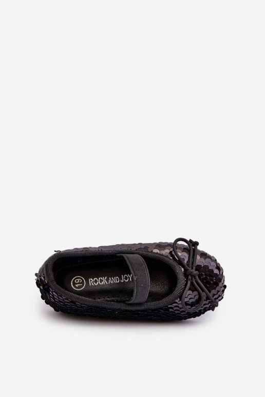 Children's Ballerina Flats Adorned with Sequins Black Weries Children's Ballerina Flats Adorned with Sequins Black Weries