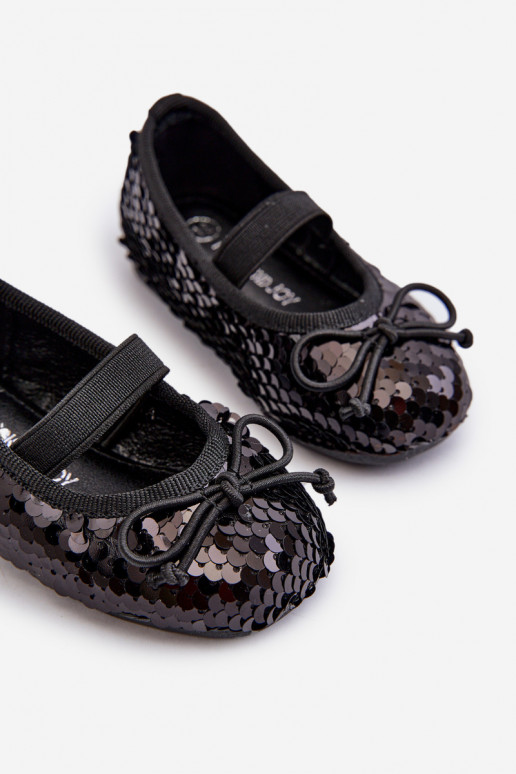 Children's Ballerina Flats Adorned with Sequins Black Weries Children's Ballerina Flats Adorned with Sequins Black Weries