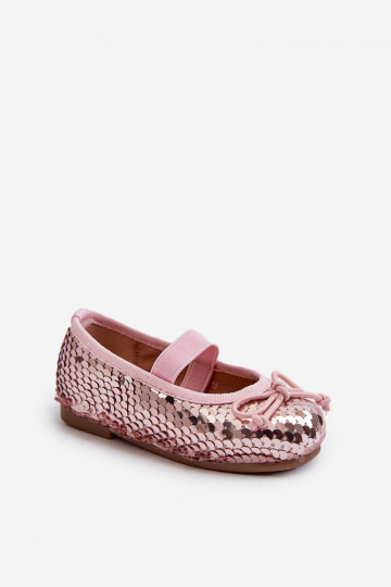 Kids' Ballerina Flats Adorned with Sequins Pink Weries 2