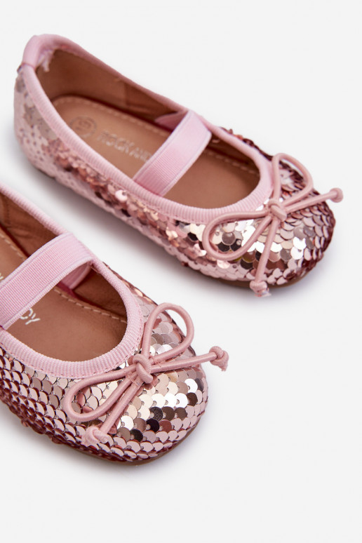 Kids' Ballerina Flats Adorned with Sequins Pink Weries Kids' Ballerina Flats Adorned with Sequins Pink Weries