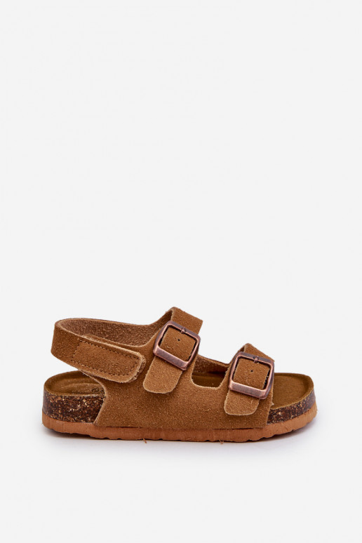 Children's Sandals on Cork Platform with Velcro Closure Camel Rorria