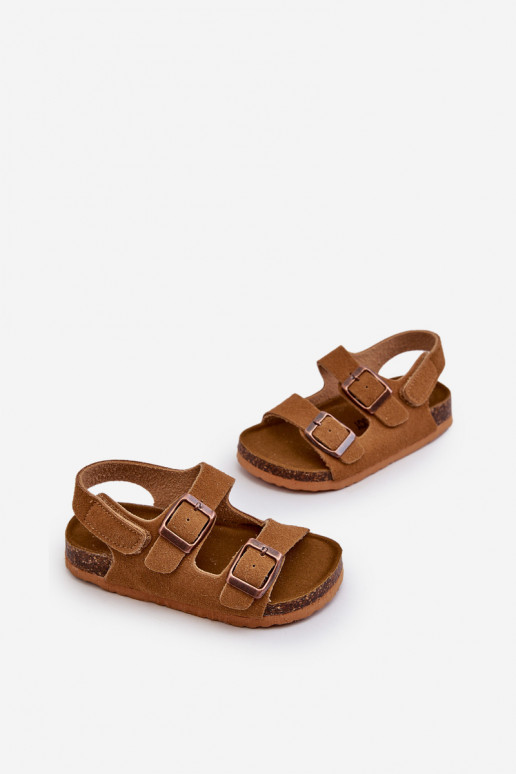 Children's Sandals on Cork Platform with Velcro Closure Camel Rorria