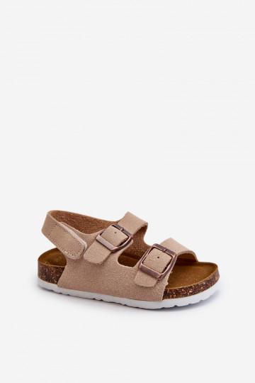Children's sandals on a cork platform with velcro closure beige Rorria 2