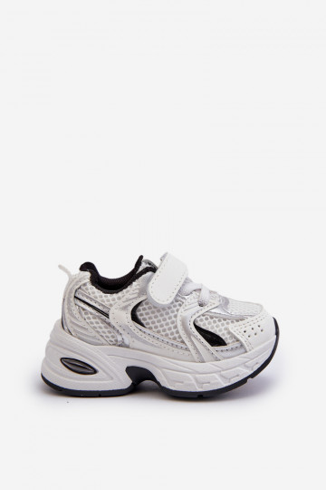 Dziecięce Buty Sportowe Sneakersy Na Rzep Biało-Czarne Ephona 2