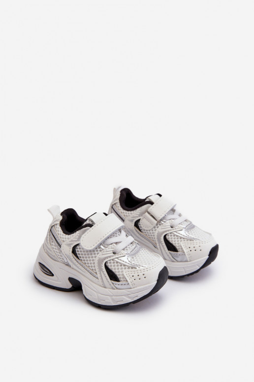 Dziecięce Buty Sportowe Sneakersy Na Rzep Biało-Czarne Ephona
