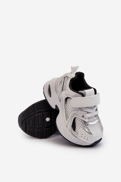 Dziecięce Buty Sportowe Sneakersy Na Rzep Biało-Czarne Ephona