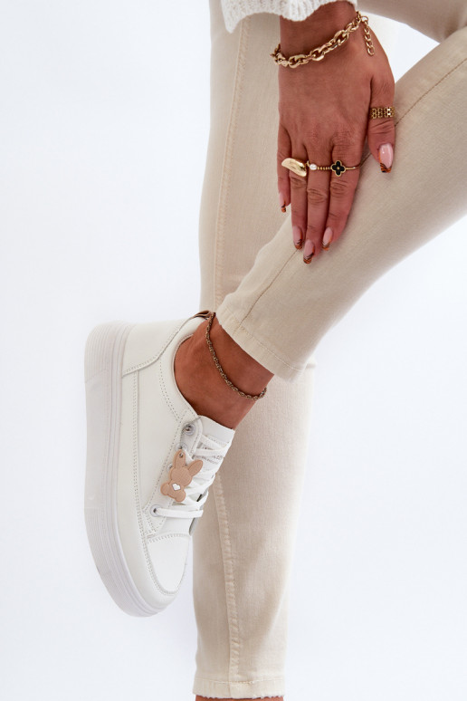 Sneakers Women's Sports Shoes On Platform With Decoration White VINCEZA 13613 Sneakers Women's Sports Shoes On Platform With Decoration White VINCEZA 13613