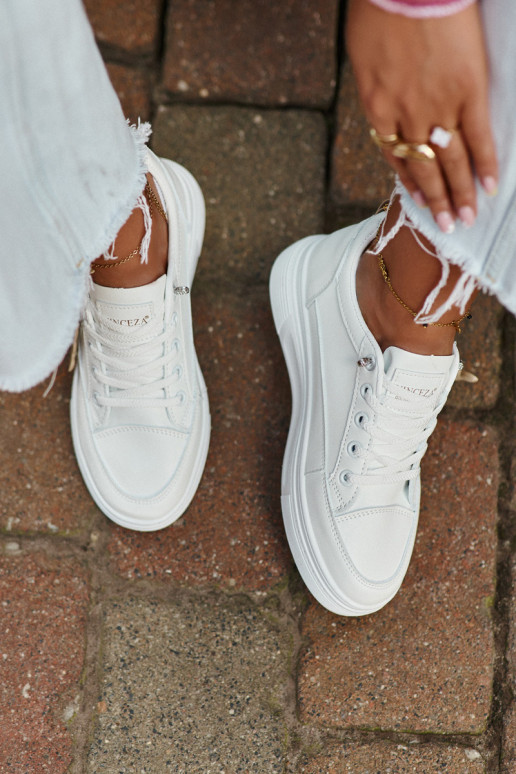 Sneakers Women's Sports Shoes On Platform With Decoration White VINCEZA 13613 Sneakers Women's Sports Shoes On Platform With Decoration White VINCEZA 13613