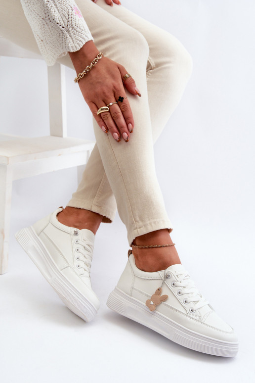 Sneakers Women's Sports Shoes On Platform With Decoration White VINCEZA 13613 Sneakers Women's Sports Shoes On Platform With Decoration White VINCEZA 13613