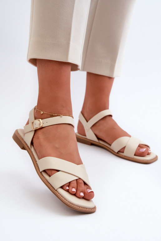 Flat Women's Sandals Made of Eco Leather S.Barski KV27-003 Beige Flat Women's Sandals Made of Eco Leather S.Barski KV27-003 Beige