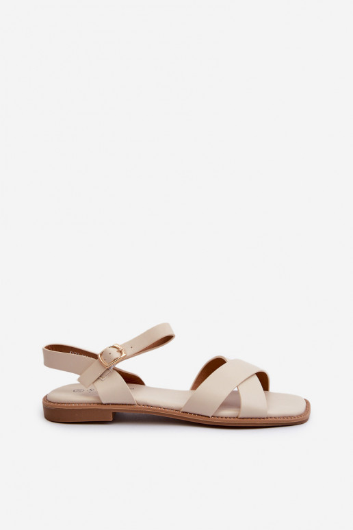Flat Women's Sandals Made of Eco Leather S.Barski KV27-003 Beige Flat Women's Sandals Made of Eco Leather S.Barski KV27-003 Beige