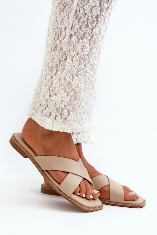 Women's Flat Heel Sandals Made of Eco Leather S.Barski KV27-002 Beige Women's Flat Heel Sandals Made of Eco Leather S.Barski KV27-002 Beige