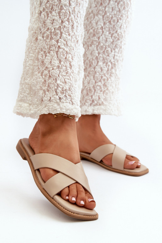 Women's Flat Heel Sandals Made of Eco Leather S.Barski KV27-002 Beige Women's Flat Heel Sandals Made of Eco Leather S.Barski KV27-002 Beige