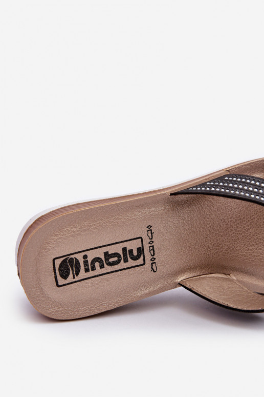 Comfortable Women's Flip-Flops with Zircons Inblu BV000037 Black