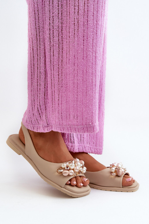 Women's Sandals with Decorations S.Barski KV27-004 Beige Women's Sandals with Decorations S.Barski KV27-004 Beige