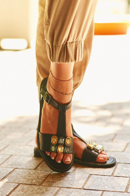 Elegant Women's Sandals With Decorative Details S.Barski KV27-030 Black Elegant Women's Sandals With Decorative Details S.Barski KV27-030 Black