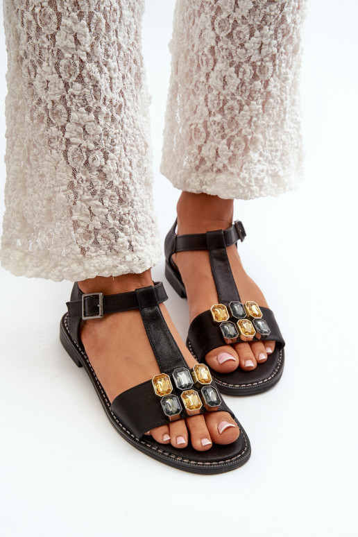 Elegant Women's Sandals With Decorative Details S.Barski KV27-030 Black Elegant Women's Sandals With Decorative Details S.Barski KV27-030 Black