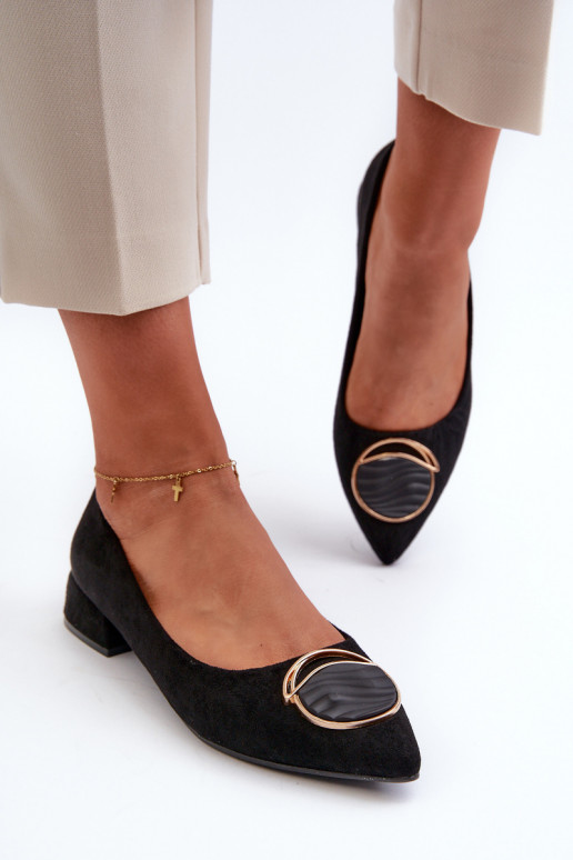 Low-Heeled Court Shoes Made of Eco Suede S.Barski KV27-037 Black Low-Heeled Court Shoes Made of Eco Suede S.Barski KV27-037 Black