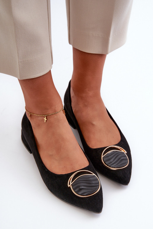 Low-Heeled Court Shoes Made of Eco Suede S.Barski KV27-037 Black Low-Heeled Court Shoes Made of Eco Suede S.Barski KV27-037 Black