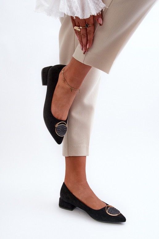 Low-Heeled Court Shoes Made of Eco Suede S.Barski KV27-037 Black Low-Heeled Court Shoes Made of Eco Suede S.Barski KV27-037 Black