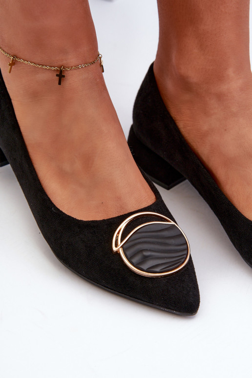 Low-Heeled Court Shoes Made of Eco Suede S.Barski KV27-037 Black Low-Heeled Court Shoes Made of Eco Suede S.Barski KV27-037 Black