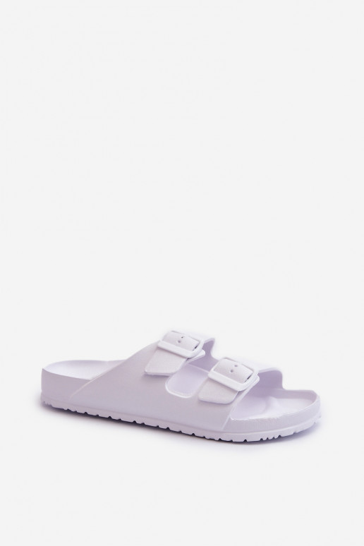 Women's Foam Flip Flops with Buckles White Luciene Women's Foam Flip Flops with Buckles White Luciene