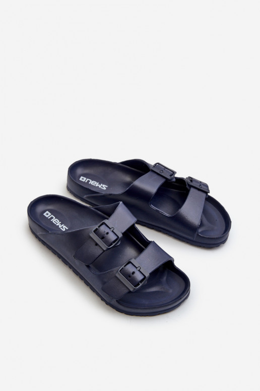 Men's Lightweight Foam Sandals with Buckles Navy Avatara Men's Lightweight Foam Sandals with Buckles Navy Avatara