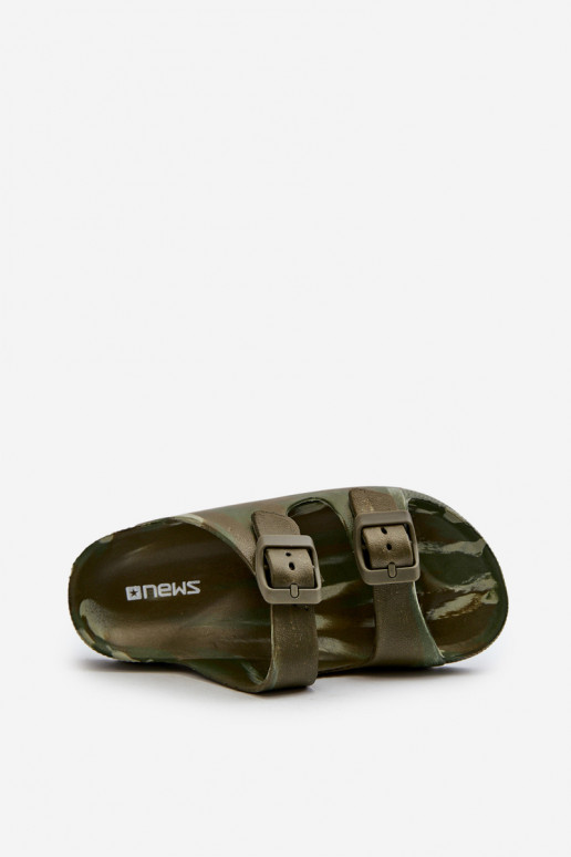 Light Boys' Foam Sandals with Buckles Dark Green Adirnaca