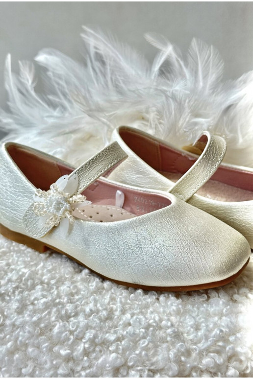Beige Glittery Children's Ballerina Flats with Velcro Fastening Jeylin Beige Glittery Children's Ballerina Flats with Velcro Fastening Jeylin