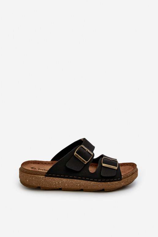 Light Comfortable Men's Flip-Flops with Buckles Inblu MT000016 Black