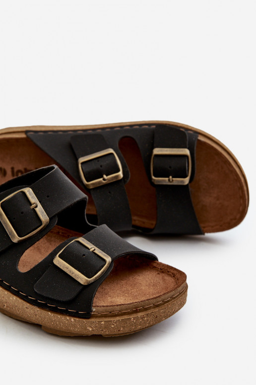 Light Comfortable Men's Flip-Flops with Buckles Inblu MT000016 Black