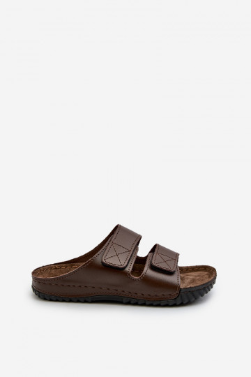 Comfortable Men's Flip-Flops with Velcro Straps Inblu FM00001U Dark Brown 2
