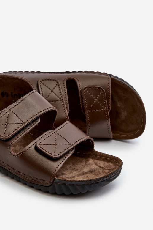 Comfortable Men's Flip-Flops with Velcro Straps Inblu FM00001U Dark Brown