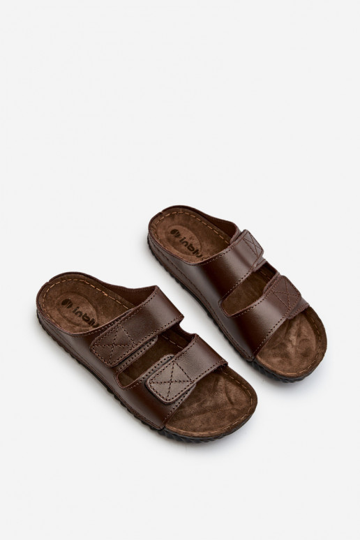 Comfortable Men's Flip-Flops with Velcro Straps Inblu FM00001U Dark Brown