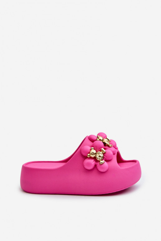 Women's Foam Slides With Decorations On Thick Sole Fuchsia Bremavia Women's Foam Slides With Decorations On Thick Sole Fuchsia Bremavia