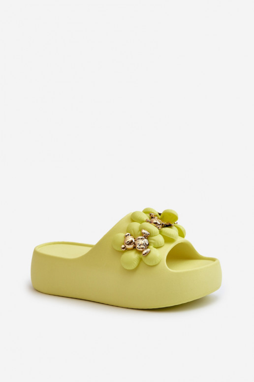 Women's Foam Slippers With Decorations On Thick Sole Lime Bremavia Women's Foam Slippers With Decorations On Thick Sole Lime Bremavia