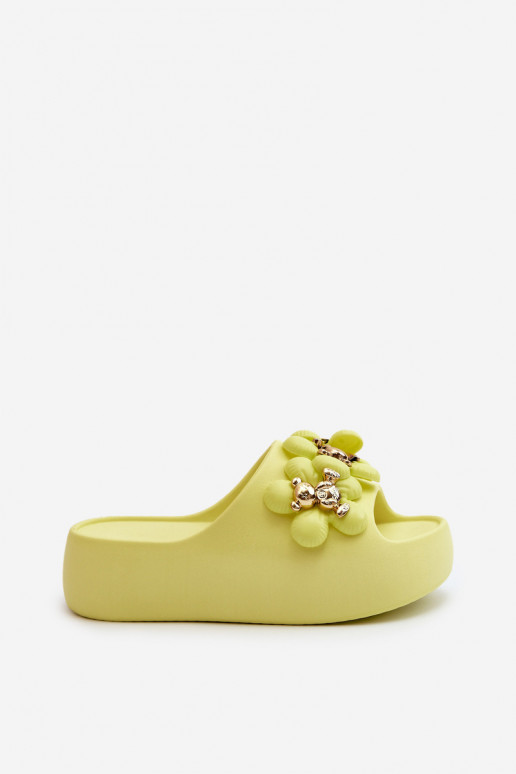 Women's Foam Slippers With Decorations On Thick Sole Lime Bremavia Women's Foam Slippers With Decorations On Thick Sole Lime Bremavia