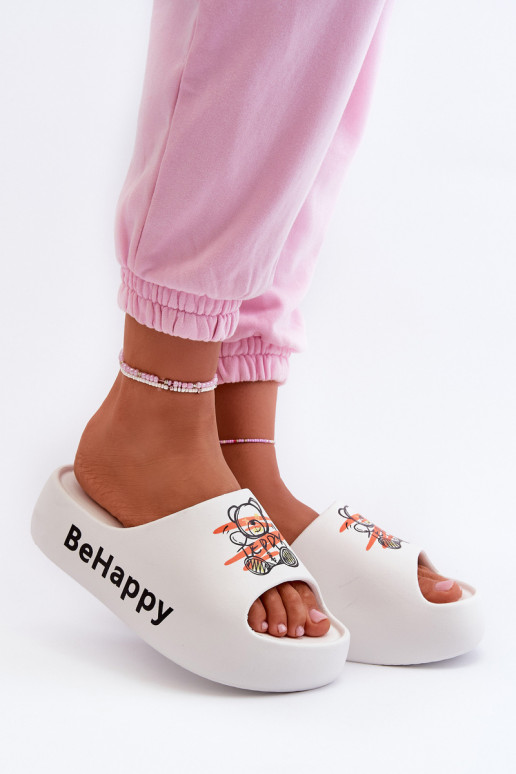 Light Women's Slides on Thick Sole with Plush White Serefina Light Women's Slides on Thick Sole with Plush White Serefina