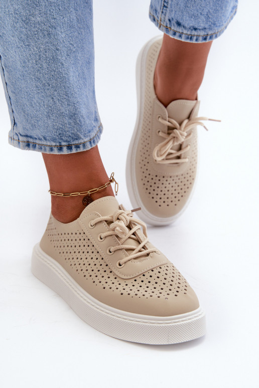 Lace-up Platform Sneakers in Beige Tanvi Lace-up Platform Sneakers in Beige Tanvi