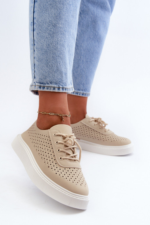 Lace-up Platform Sneakers in Beige Tanvi Lace-up Platform Sneakers in Beige Tanvi