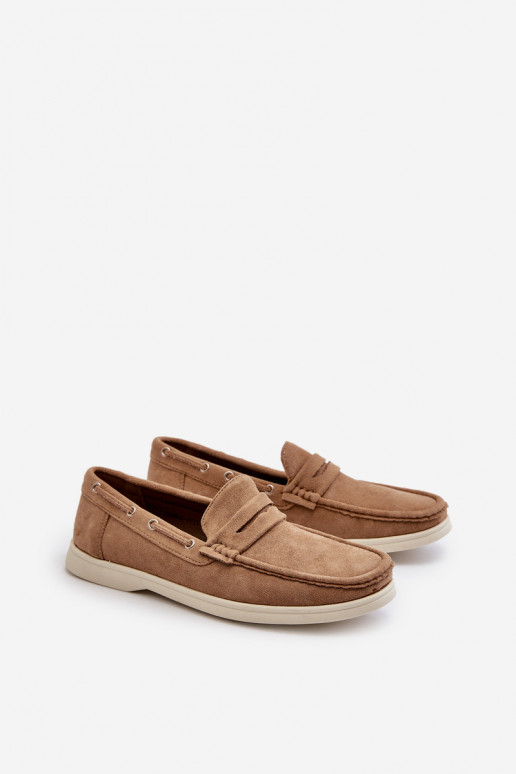 Men's Moccasins in Faux Suede Beige Rivanell Men's Moccasins in Faux Suede Beige Rivanell