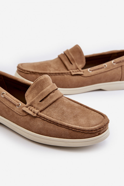 Men's Moccasins in Faux Suede Beige Rivanell Men's Moccasins in Faux Suede Beige Rivanell