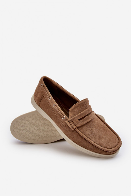 Men's Moccasins in Faux Suede Beige Rivanell Men's Moccasins in Faux Suede Beige Rivanell