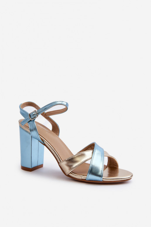 Eco Leather Sandals with Block Heel in Blue-Gold Abilica Eco Leather Sandals with Block Heel in Blue-Gold Abilica