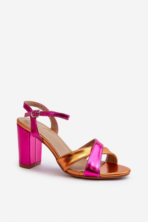 Eco Leather Sandals with High Block Heel Fuchsia Abilica Eco Leather Sandals with High Block Heel Fuchsia Abilica