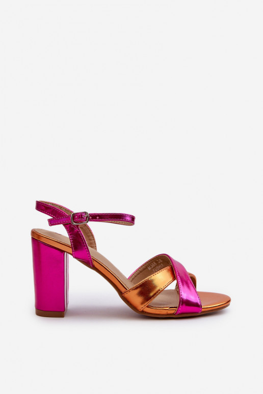 Eco Leather Sandals with High Block Heel Fuchsia Abilica Eco Leather Sandals with High Block Heel Fuchsia Abilica