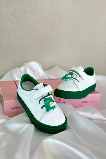 Dziecięce Sneakersy Trampki Z Przypinką Biało-Zielone Pennyn 2